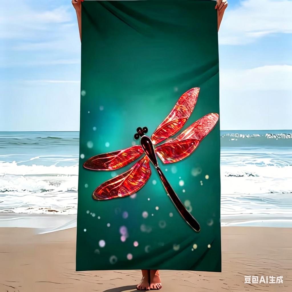 Sand-Free Tech Microfiber Beach Towel XL Dragonfly Print Quick Dry Super Absorbent Large Bath Sheet Giant Travel Blanket Rug