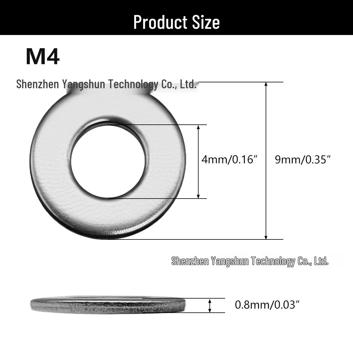 100 шт. Плоские и пружинные шайбы из нержавеющей стали 304 M4/M8