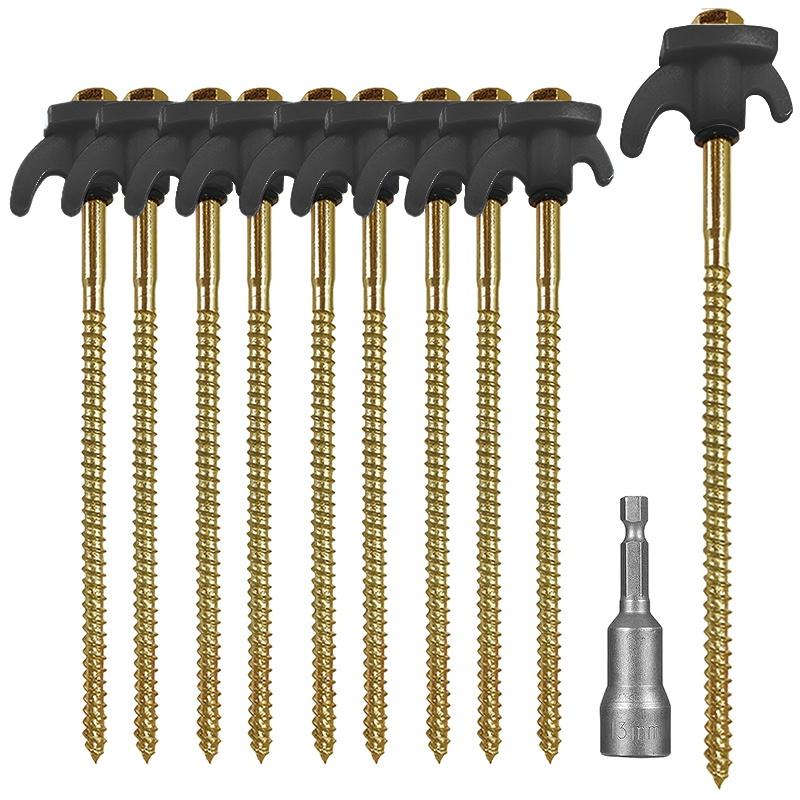 New Heavy Duty Spiral Screws With Hex Socket Stakes Ground Anchors Camping Stakes Tent Ground Nail Screw For Camping Tent Pegs