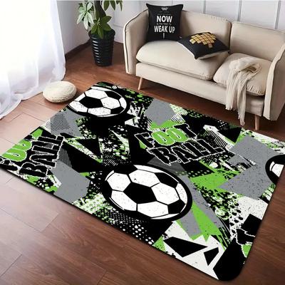Covor de Zonă cu Imprimeu Sport Fotbal Covor Antiderapant pentru Casă Living Bucătărie Dormitor Joc Fotbal Covoraș de Podea Covoare din Flanel Lavabile