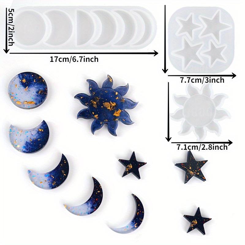 Sun Stars Moon DIY Keychain Pendant Silicone Mold Set Crystal Epoxy Resin Mold Pendants Jewelry Making Crystal Drop Glue Mold Resin Planet Pendant