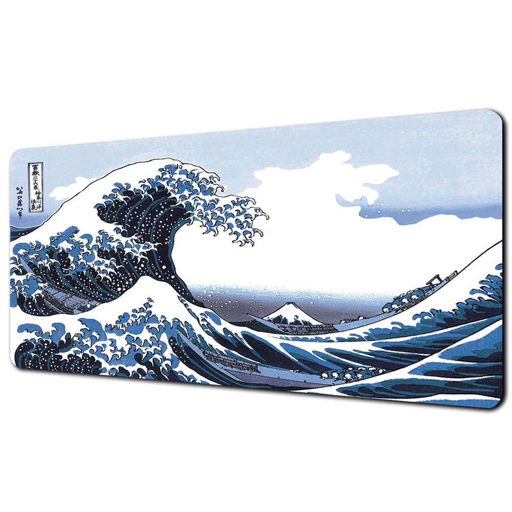 Great Wave Black Desk Mat Mousepad Japanese Art Mouse Pad Rubber Mat Mouse Carpet Table Pads Pc Mats 900x400 Office Accessories