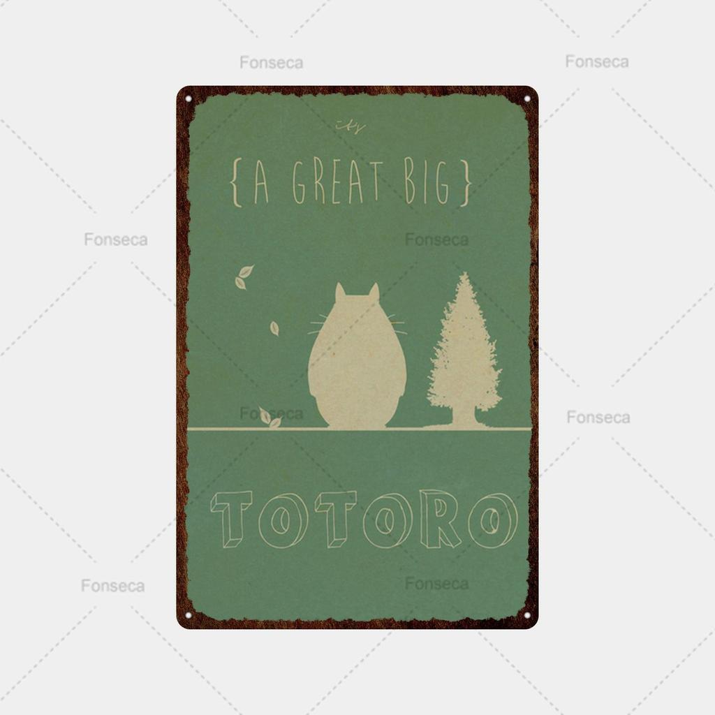 Vintage Metall Zinn Zeichen Japanische Anime Totoro Mädchen Landschaft Zinn Malerei Hause Wohnzimmer Dekor Einzigartige Metall Zeichen Platte