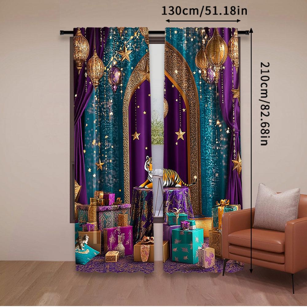 2Pcs Arabian Moroccan Nights Curtain Indian Luxurious Birthday Party Suitable For Living Room Bedroom And Many Other Occasions A