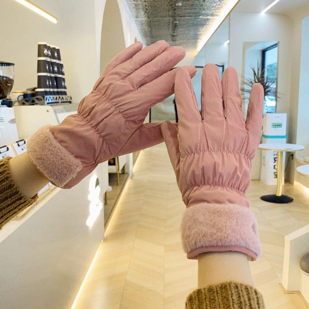 Warm Heart Embroidery Gloves Thicken Winter Plush Gloves Fashion   Cycling