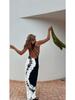 2025 Summer European & American Women's Printed Strap Backless Dress