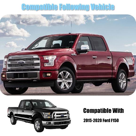 AUCERAMIC Chrome Plated Full Mirror Covers Compatible with 2015- Ford F150 Pickup 2-Door 4-Door Side View Mirror Back Cover Cap