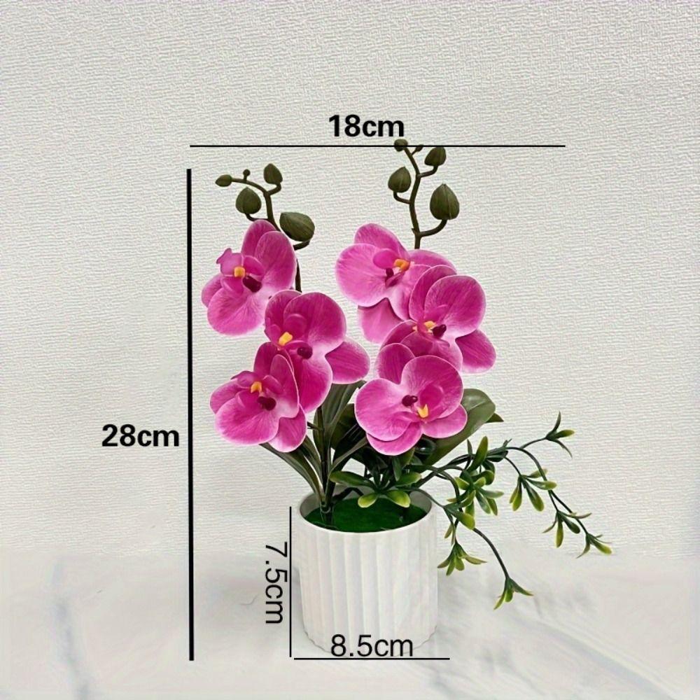 Multicolor Butterfly Orchid Artificial Flower Plastic Faux Moth Orchid Potted  Desktop Oranemnt