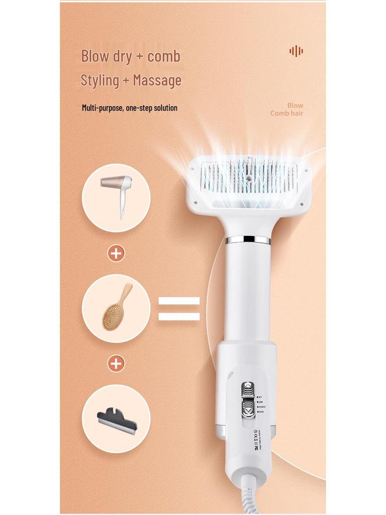 2-in-1 Pet Hair Dryer & De-shedding Comb for Cats & Dogs - Quick Drying Hot Air Brush