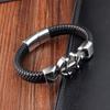 Luxury Stainless Steel Leather Bracelet for Men Gothic Anchor Hand Bangle Designer Jewelry Knitting Style