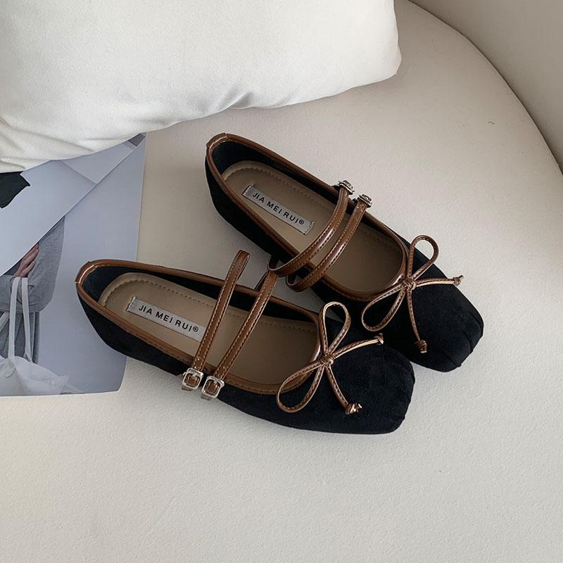 

Мода Мода Ремешок с пряжкой Женские туфли Мэри Джейн Балетки Неглубокие Женские С квадратным носком Обувь Бабочка-узел Женские туфли-балетки 35 чёрный
