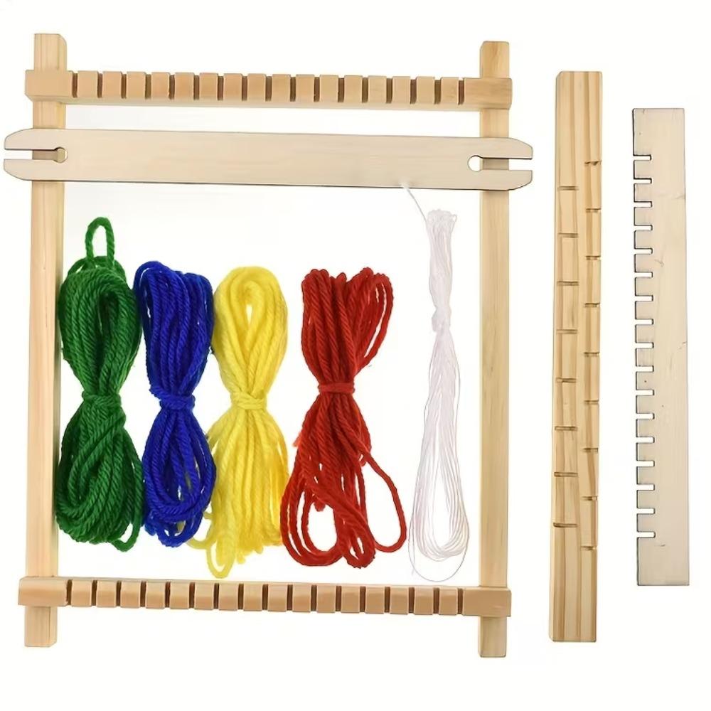 Mini Wooden Weaving Loom Detachable Weaving Craft Kit DIY Starter Kit DIY Weaving Tool  For Kids 8.27x6.50 in