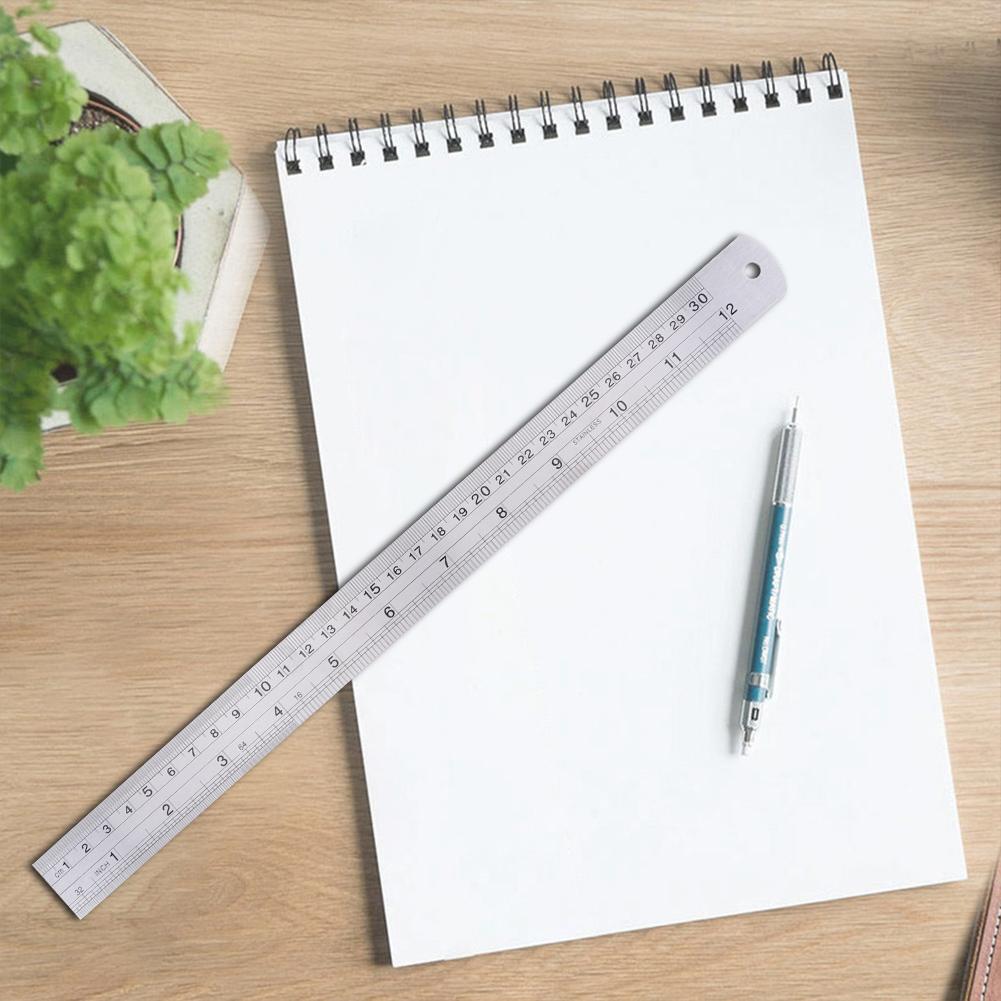 300mm/500mm Stainless Steel Ruler Straight Edge Ruler with Inch & Metric Centimeter Millimeter Ruler Precision Measuring Ruler