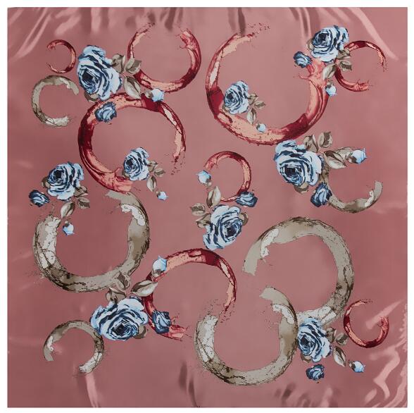 90*90cm Brand Female Silk Scarfs Women Polyester Square Scarf Rose Flowers Print Scarves/Spring Summer Shawls For Ladies
