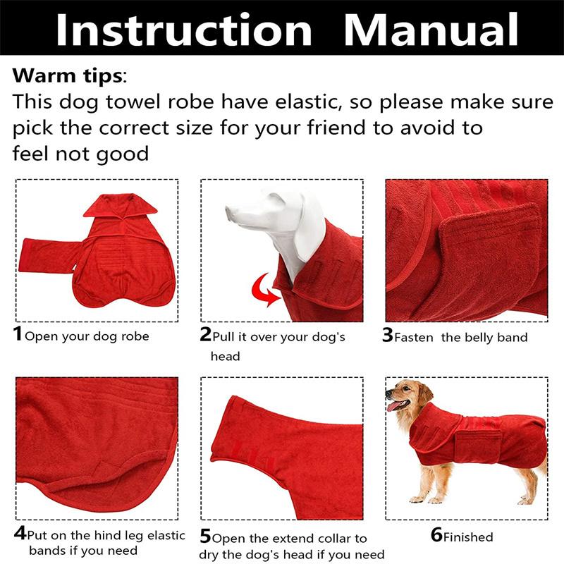 Haină pentru uscare pentru câini Prosop Halat de baie pentru câini Absorb umiditatea și uscați rapid animalul de companie Prosop pentru căței Accesorii pentru baie