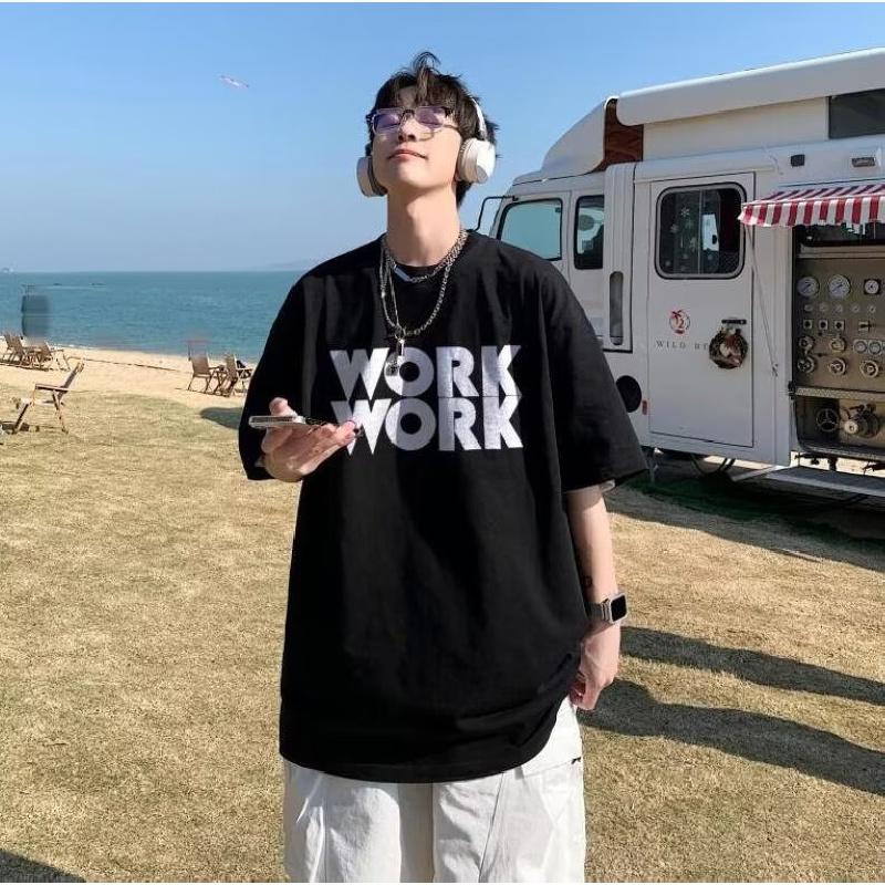 Herre T-skjorter Letter Grafisk trykk Mote merke t-skjorter for menn oversize t-skjorter Herre Klær Uformell T-skjorte Mann Sommer Koreansk Retro