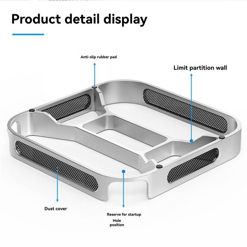 Cooling Holder Dock Desktop Stand For Mac Mini M4/M4 Pro Dustproof Base Heat Dissipation Bracket серебряный