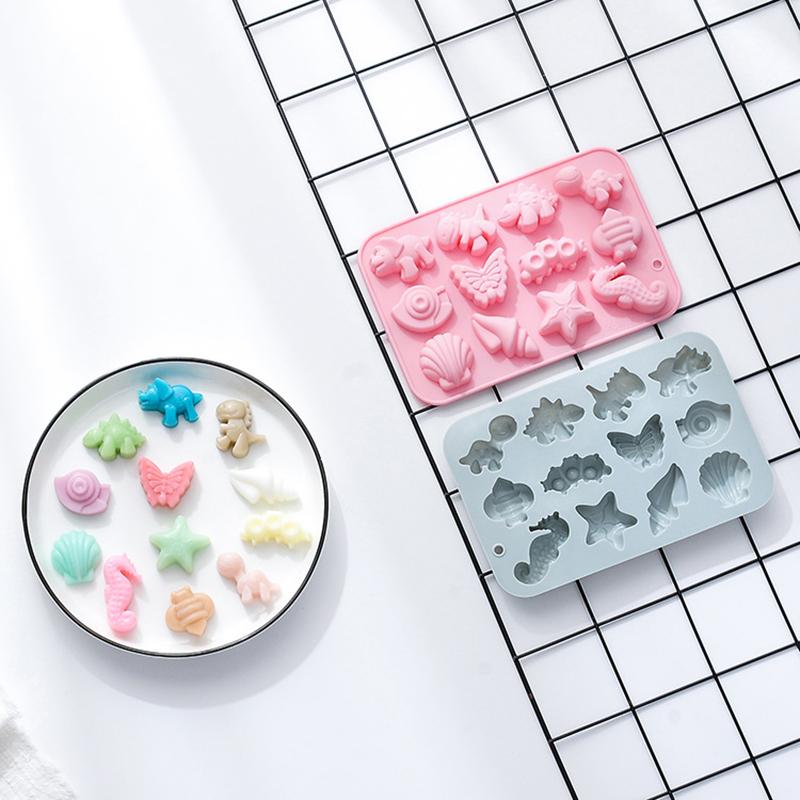 Silicone Chocolate Mold With Animal Insect Marine Theme Dinosaur Butterfly Seashell Starfish Handmade Soap Mold