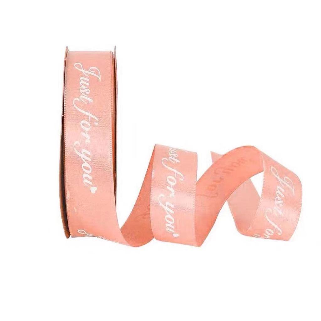 2.5cm English Polyester Satin Ribbon for Flower Bouquets, Gifts, and Baking Packaging