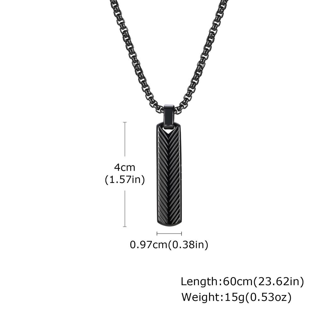 Geometric One-Word Strip Titanium Steel Stainless Steel Batch Flower Square Strip Pendant Necklace Men'S, Quanxi Water Jewelry Pn2071