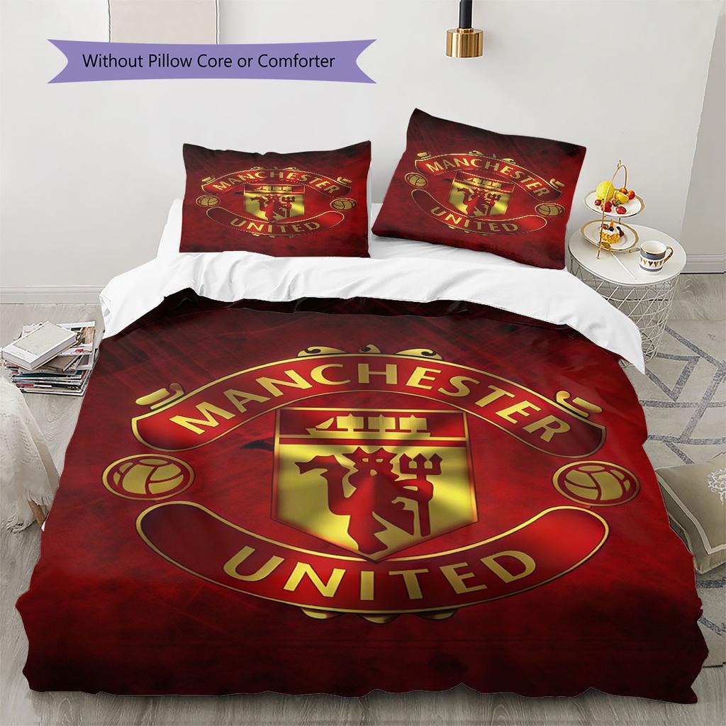 Classic MUFC Legends Bedding Quilt Set Quilt Cover Pillowcase Home Decoration Birthday Gift (1 * duvet cover + 2 * pillowcase, without core)