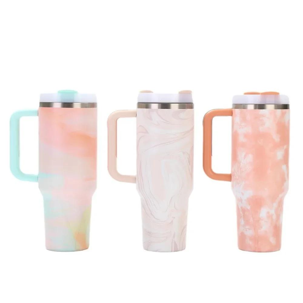 Good Quality 304 Stainless Steel High-value 40oz Bingba Cup Outdoor Portable with Handle Straw Thermos Cup