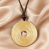 Retro Matte Gold Irregular Round Pendant Necklace with Leather Cord