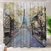 Red Modern Castle Decorative Shower Curtain Eiffel Tower Romantic Cherry Blossom Neuschwanstein Bathroom Decor Polyester Fabri