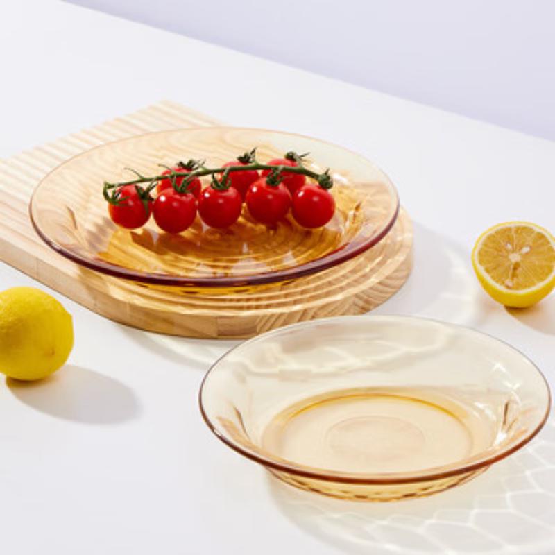 LocknLock Gemstone Amber Glass Plate Set