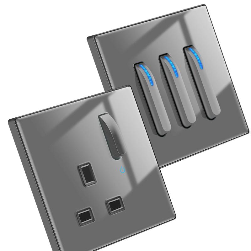 Nástěnný vypínačový panel LED indikátor UK EU FR Univerzální USB Elektrická zásuvka Klavírní klávesy Samoresetovací nástěnné vypínače TV Počítač