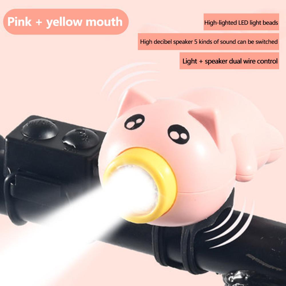 

Переднє світло для велосипеда з дзвінком Дитячий мультяшний Свинка Світло на кермо велосипеда Акумуляторне Нічна їзда Дитячий Ліхтарик-Дзвінок Літаючий Свинка рожевий