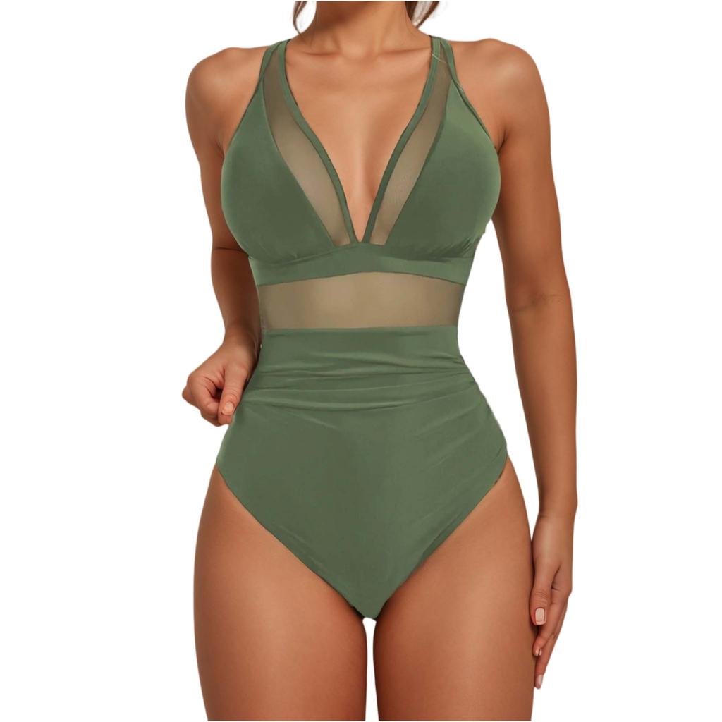 Women's Mesh Backless Sexy Bikini One-Piece Swimsuit