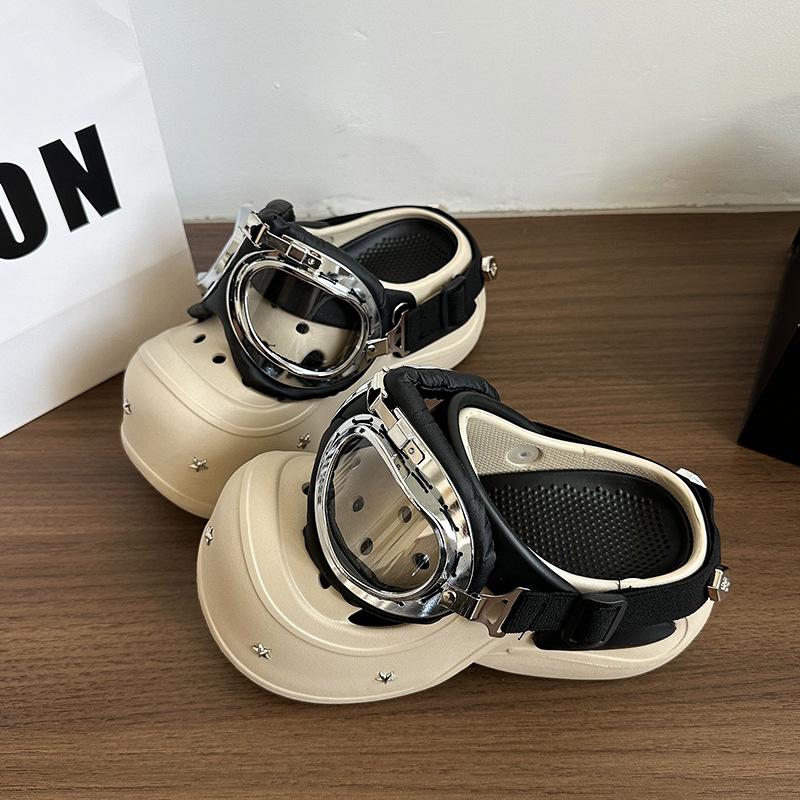 

Женские летние новинки 2025 года, сабо на толстой подошве с отверстиями, увеличивающие рост, нескользящие, с закрытым носком, полушлепанцы, тренд 40/41 хаки