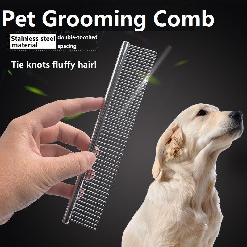 19/16cm Stainless Steel Dematting Comb for Long Thick Hair Pet Grooming Brush for Dogs and Cats To Remove Fur Ideal for Shaggy