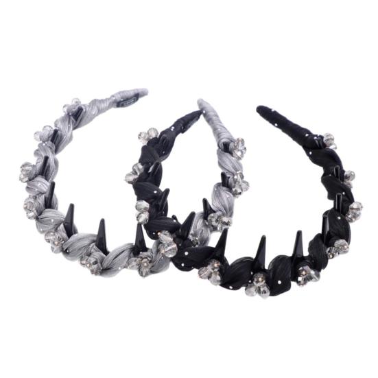Women Headband Faux Crystal Decor Twist Cloth Hair Hoop Bright Color Lightweight Versatile Headband Hair Accessory