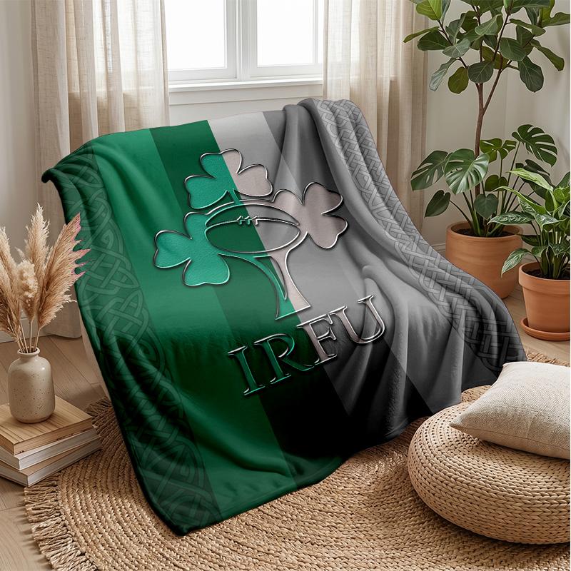 Coperta in Flanella Pile Rugby Irlanda Coperta Calda e Accogliente per Divano Letto Viaggio Uso in Tutte le Stagioni