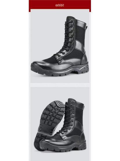 Men's Shock Absorption Outdoor Combat Boots - Breathable Hiking & Security Footwear with Wool Lining.