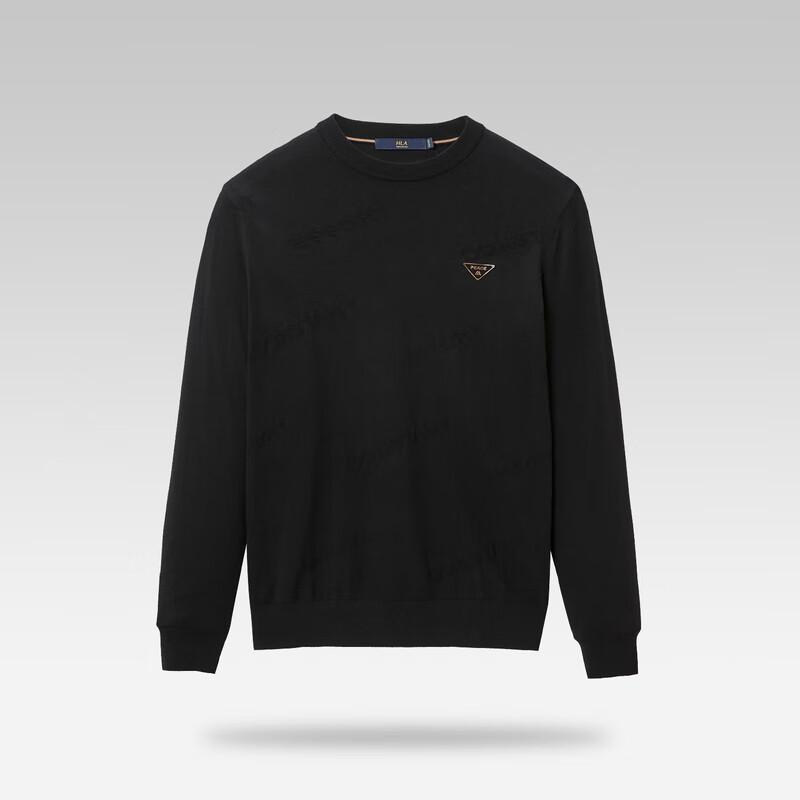 HLA Men's Letter Pattern Round Neck Sweater