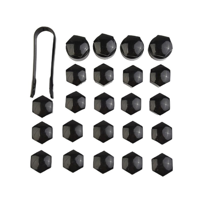 24Pcs 17MM Car Tire Screw Cap Nut Bolt Black Wheel Nut Bolt Trims Studs Cover Cap For Opel For BMW Car Wheel Accessories