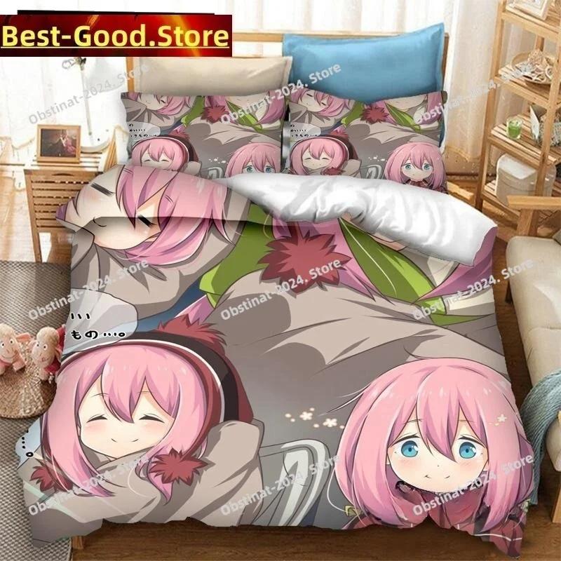 New 3D  Anime Yuru Camp Bedding Set Duvet Cover Full Queen King Size Pillowcase Printed Bed Set Aldult Kid Bedroom Single Twin