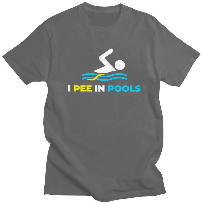 Individuelles Mode Lustiges Schwimmen Ich Pisse in Pools T-Shirt Herren Kurzarm-T-Shirts Streetwear Tee 100% Baumwolle Übergroßes T-Shirt Geschenk