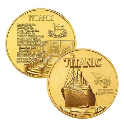 Pamětní medaile vraku Titanicu, Mince White Star Line Titanic, Pozlacená mince, Sběratelská mince, Malý dárek, Kulatý mikro kus