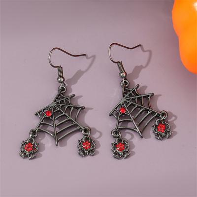 Punk Spider Web Earrings Zinc Zinc Alloy Spider Pendant Earrings Aesthetic Halloween Earrings  Accessories