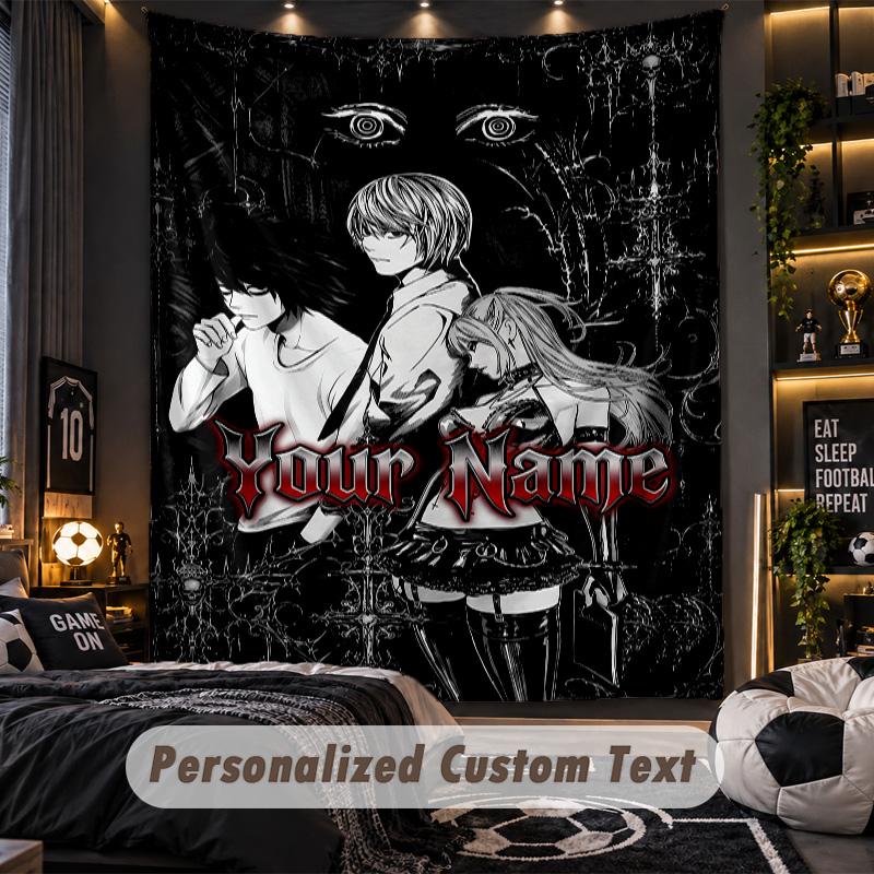 Personalized Wall Tapestry,Death Note Custom Printed Name, Fabric Wall Art For Indoor Room Backdrop