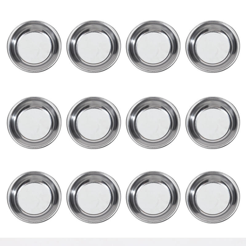 

12pcs Mouthless And Mouthed Color Palette Stainless Steel Easy Clean Color Palette Paint Mixing And Coloring Tool