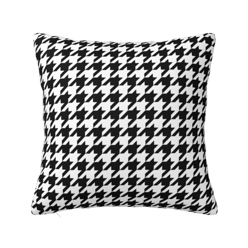 Nordic Fall Vibrant Houndstooth Pattern Cushion Cover Velvet Elegant Dogstooth Style Throw Pillow Case Decoration