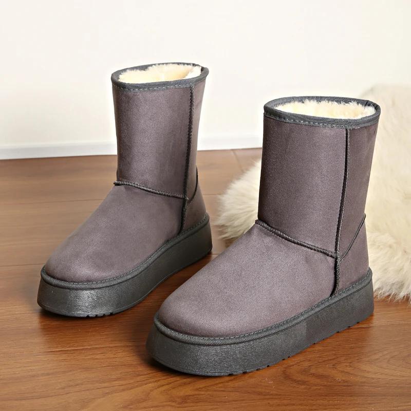 

Новые зимние ботинки для снега, женская обувь, женские ботильоны, классические ботинки из хлопка на толстой подошве, нескользящие, теплые, короткие, плюшевые зимние ботинки 38