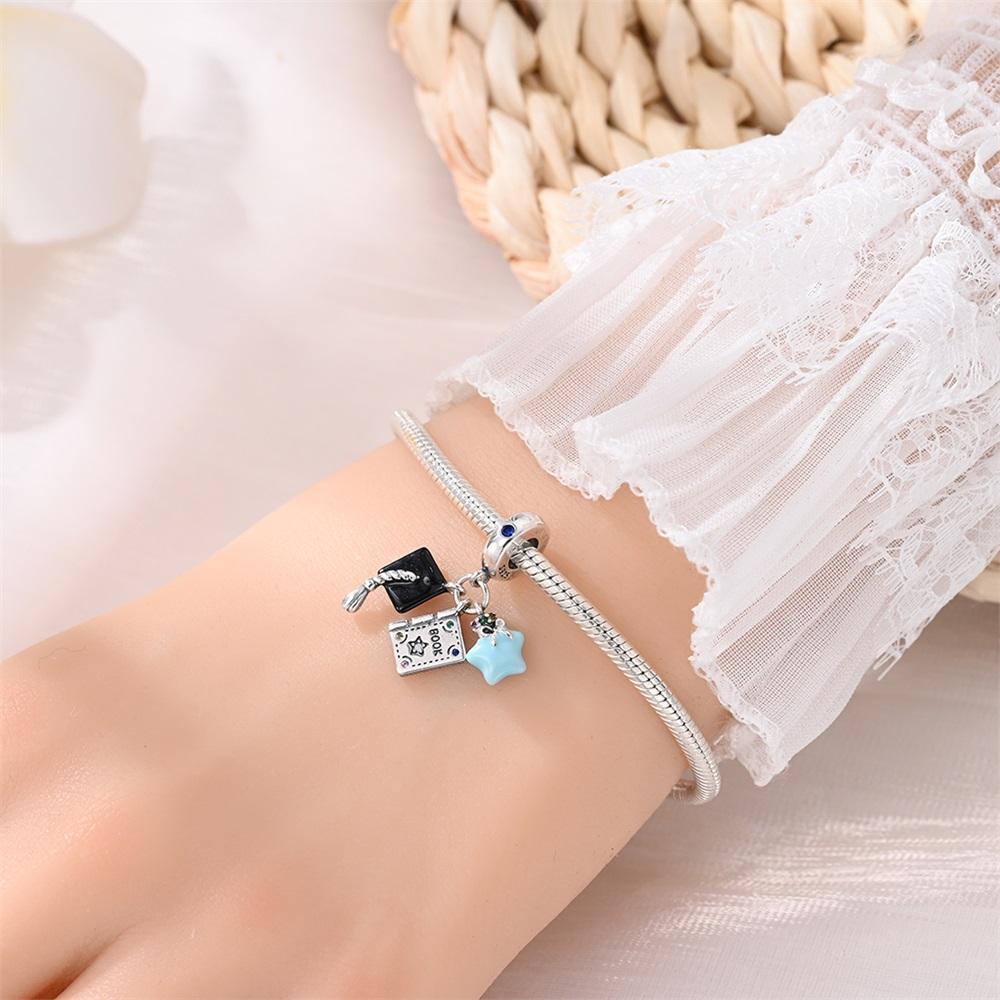 Charm Bead Components Authentic Original Copper Metal Graduation Season Sparkling Pendant Bead Component Bead Components Compatible With Bracelet