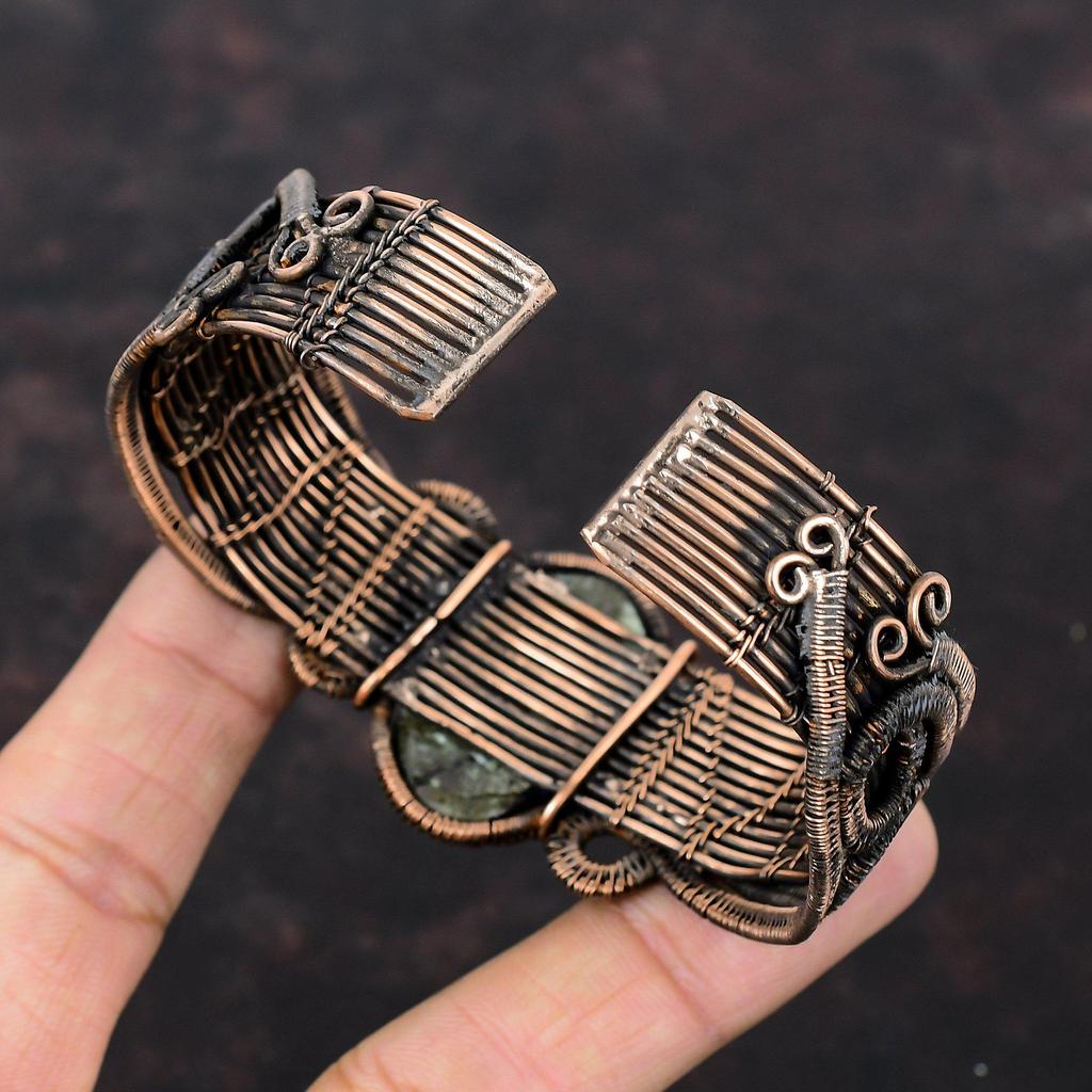 Azurit Malachit Edelstein Armreif Kupferdraht gewickelt Armreif Handarbeit Armreif verstellbar Armreif Kupfer Schmuck Geschenk für Mutter