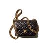 Enamel Metal Lambskin Flap Bag, Shoulder Bag, Crossbody Bag Mini Women's Black AS3442-B09091-94305